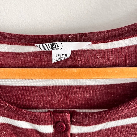 VOLCOM Striped Ribbed Henley Top - Picture 3 of 3